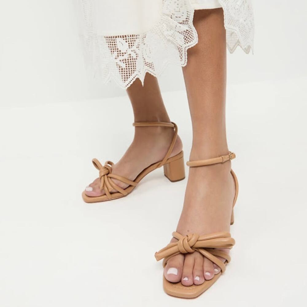 Loeffler Randall Mikel Dune Bow Mid-Heel $350 Sandals Size 12